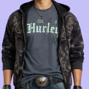 2 FOR $28 | Early 2000s Hurley Charcoal Grunge Graphic T-Shirt